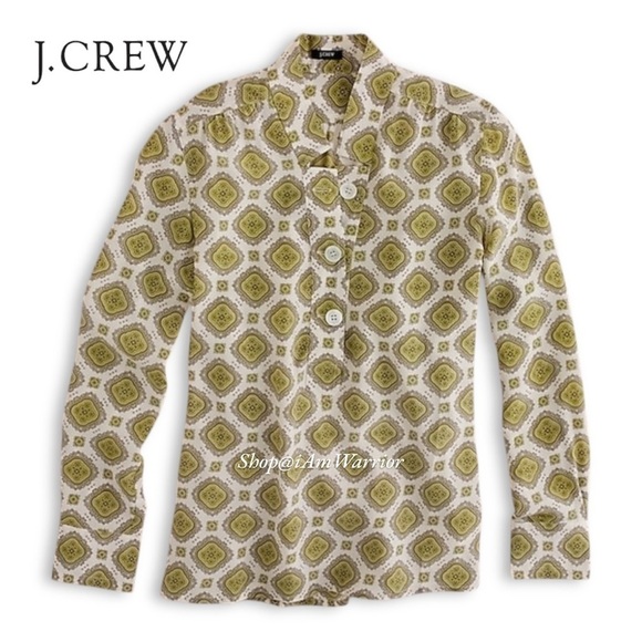 J.Crew RARE silk foulard print tunic popover blouse *shop@iamwarrior - Picture 2 of 9